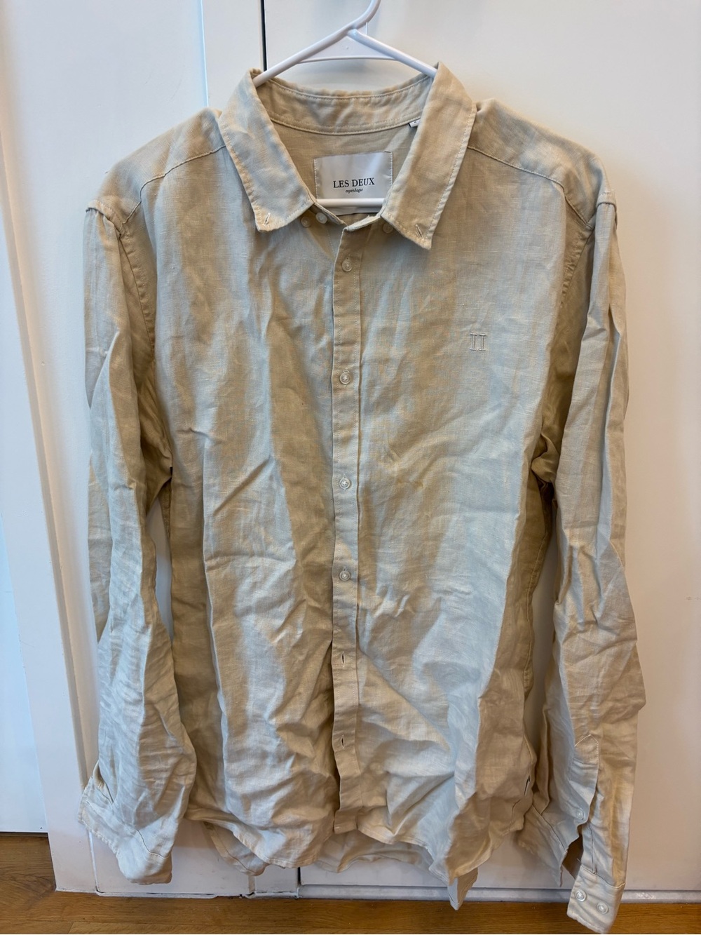 Les Deux Men’s Beige Linen Long-Sleeve Shirt